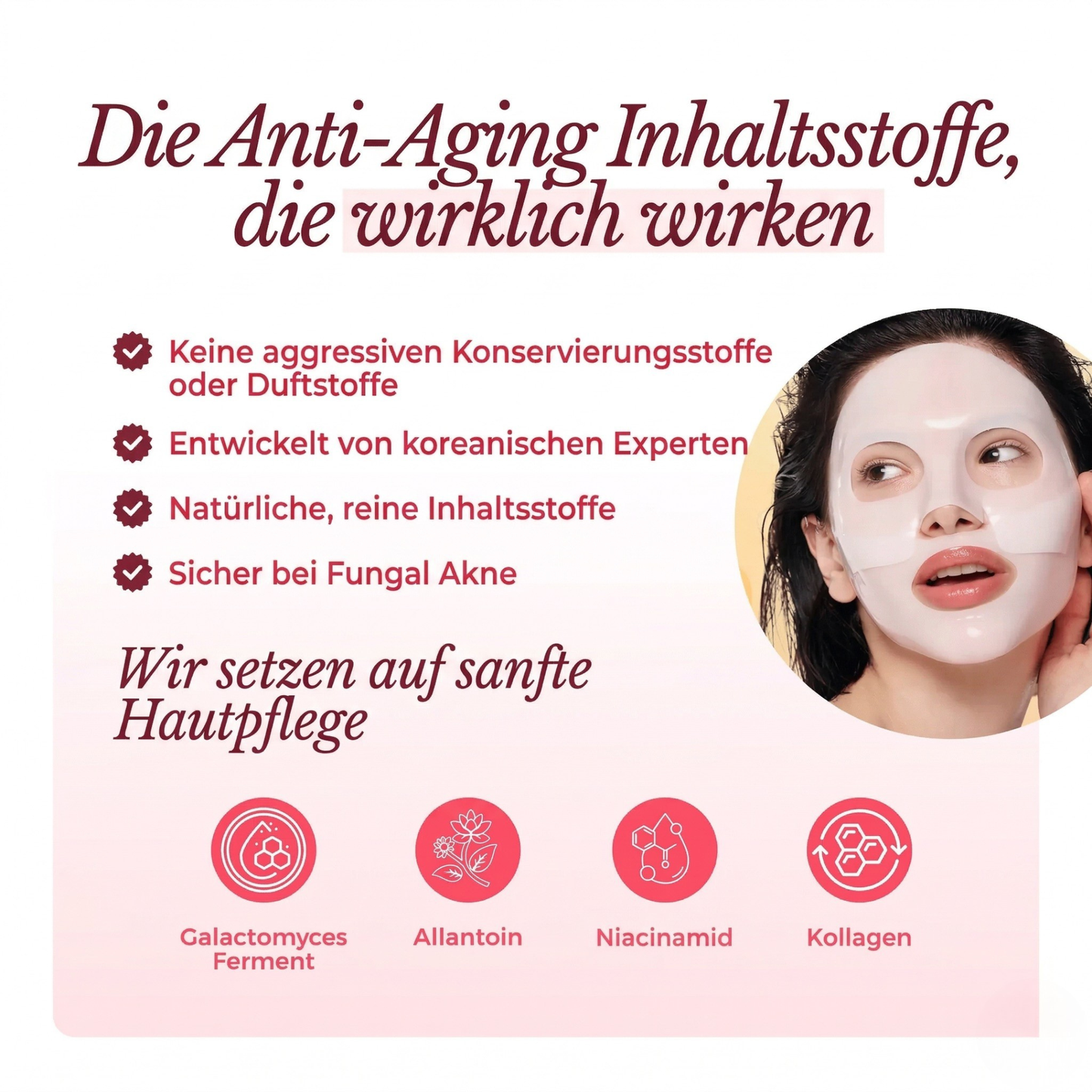 Anti-Aging Inhaltsstoffe – Galactomyces, Allantoin, Niacinamid, Kollagen