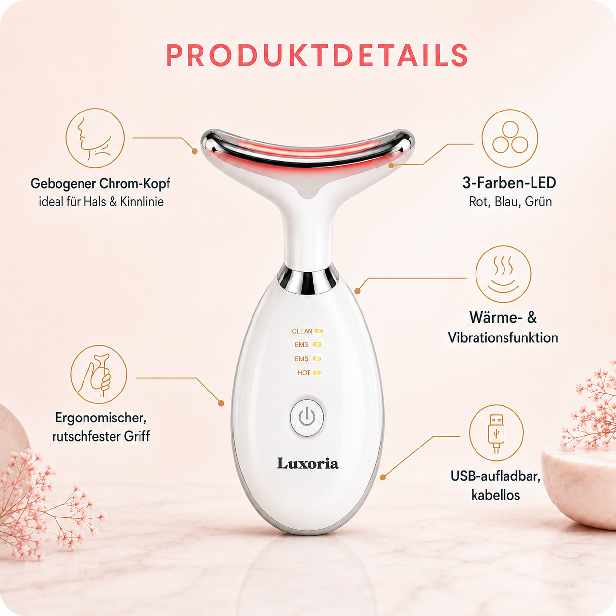 LuxyGlow 7-in-1 Hals- & Gesichtspflege